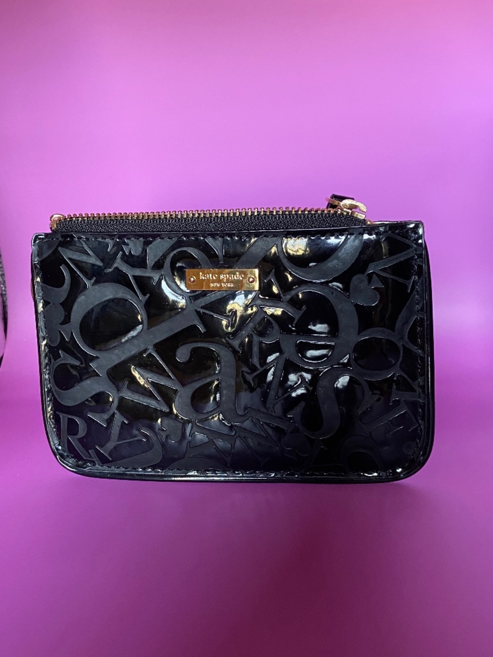 Kate Spade Black Embossed Coin Purse/Card Holder NWOT-Rare